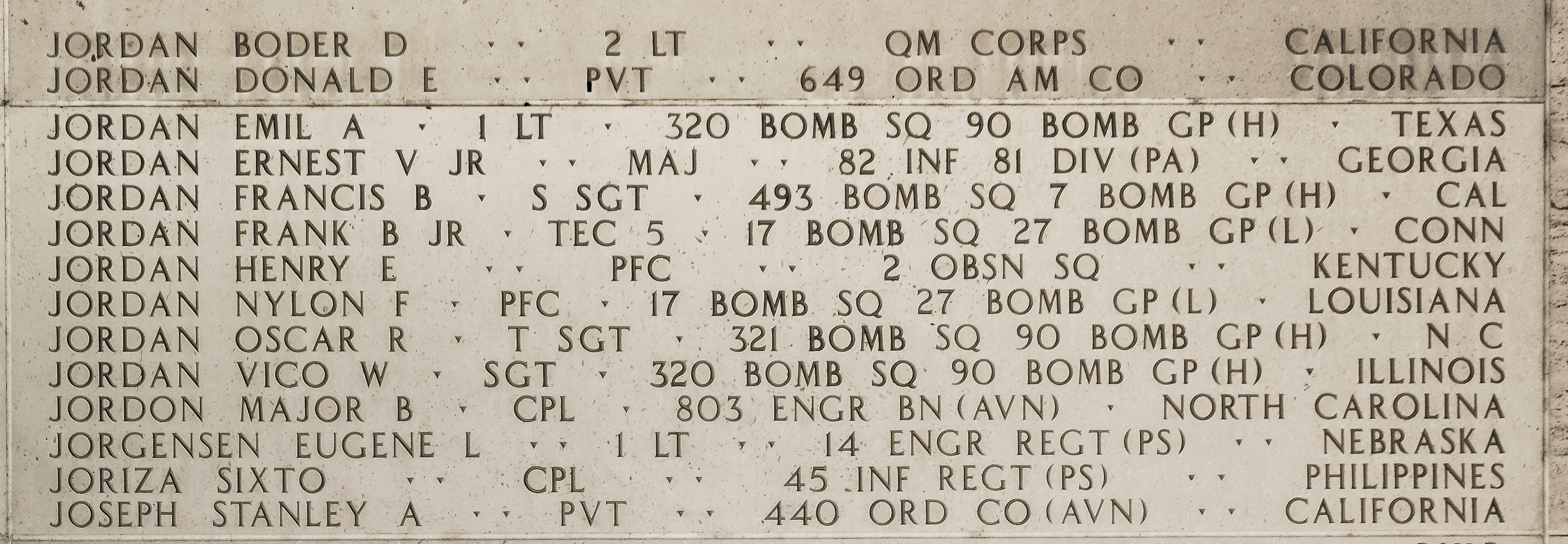 Francis B. Jordan, Staff Sergeant